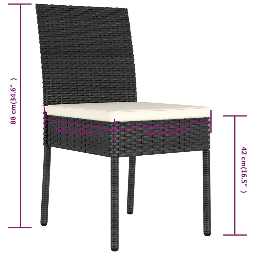 Garden Dining Chairs 4 Pcs Poly Rattan Black