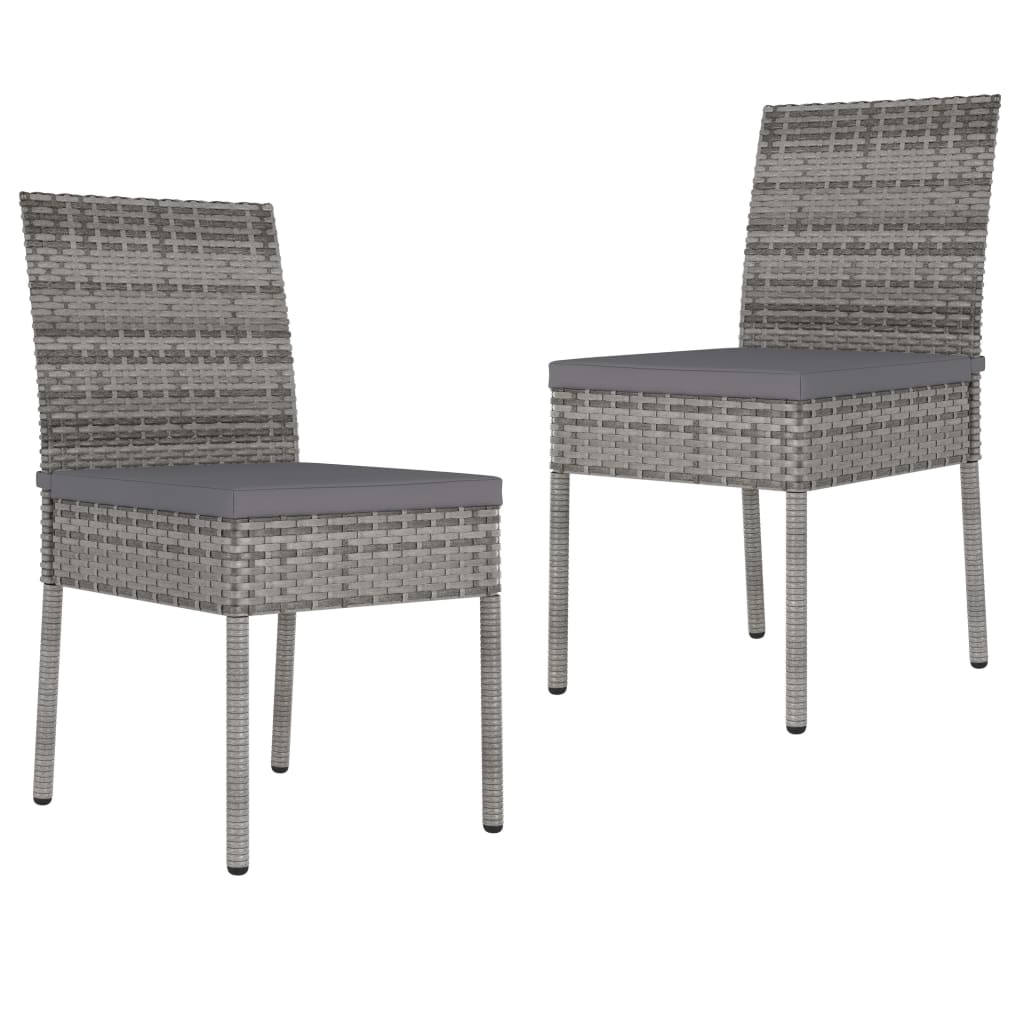 Garden Dining Chairs 2 Pcs Poly Rattan Grey