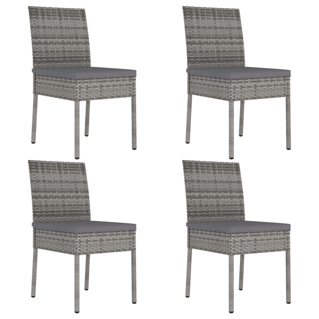 Garden Dining Chairs 4 Pcs Poly Rattan Grey