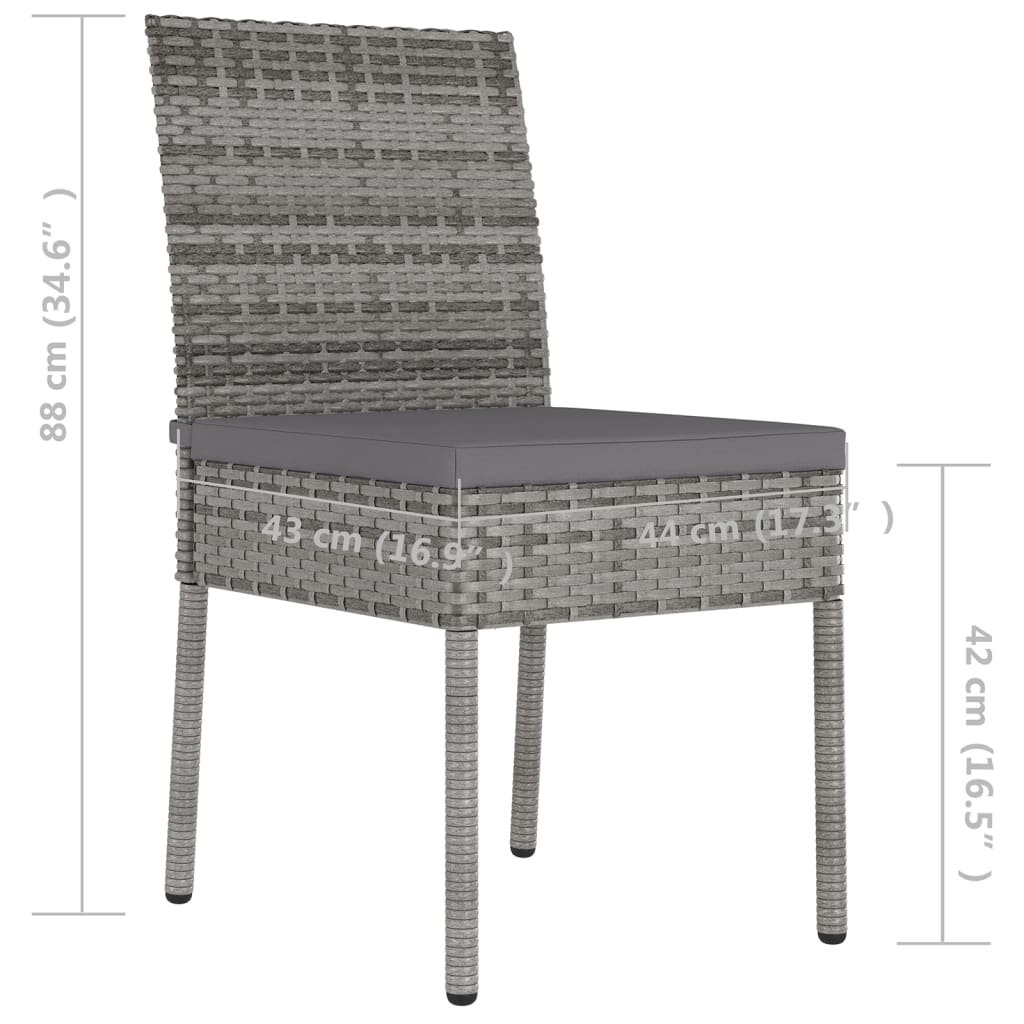 Garden Dining Chairs 4 Pcs Poly Rattan Grey