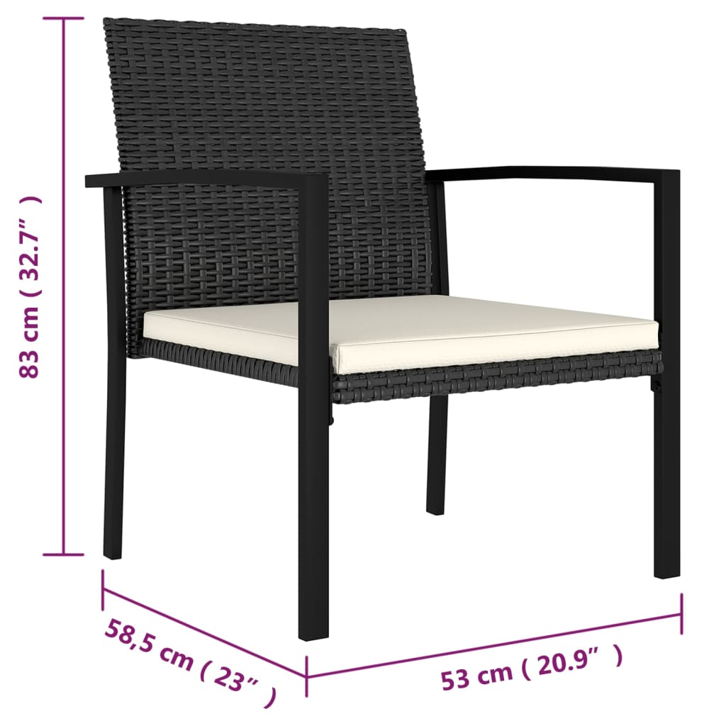 Garden Dining Chairs 4 Pcs Poly Rattan Black