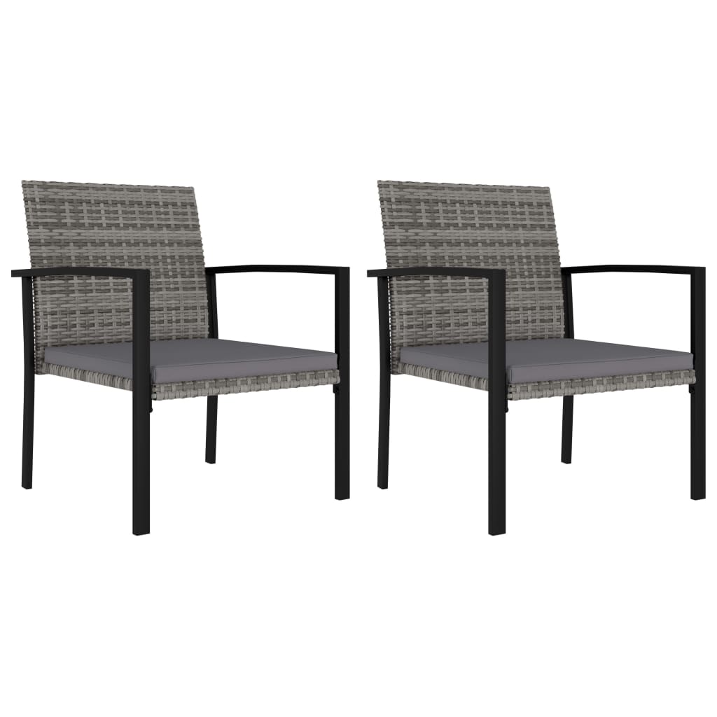 Garden Dining Chairs 2 Pcs Poly Rattan Grey