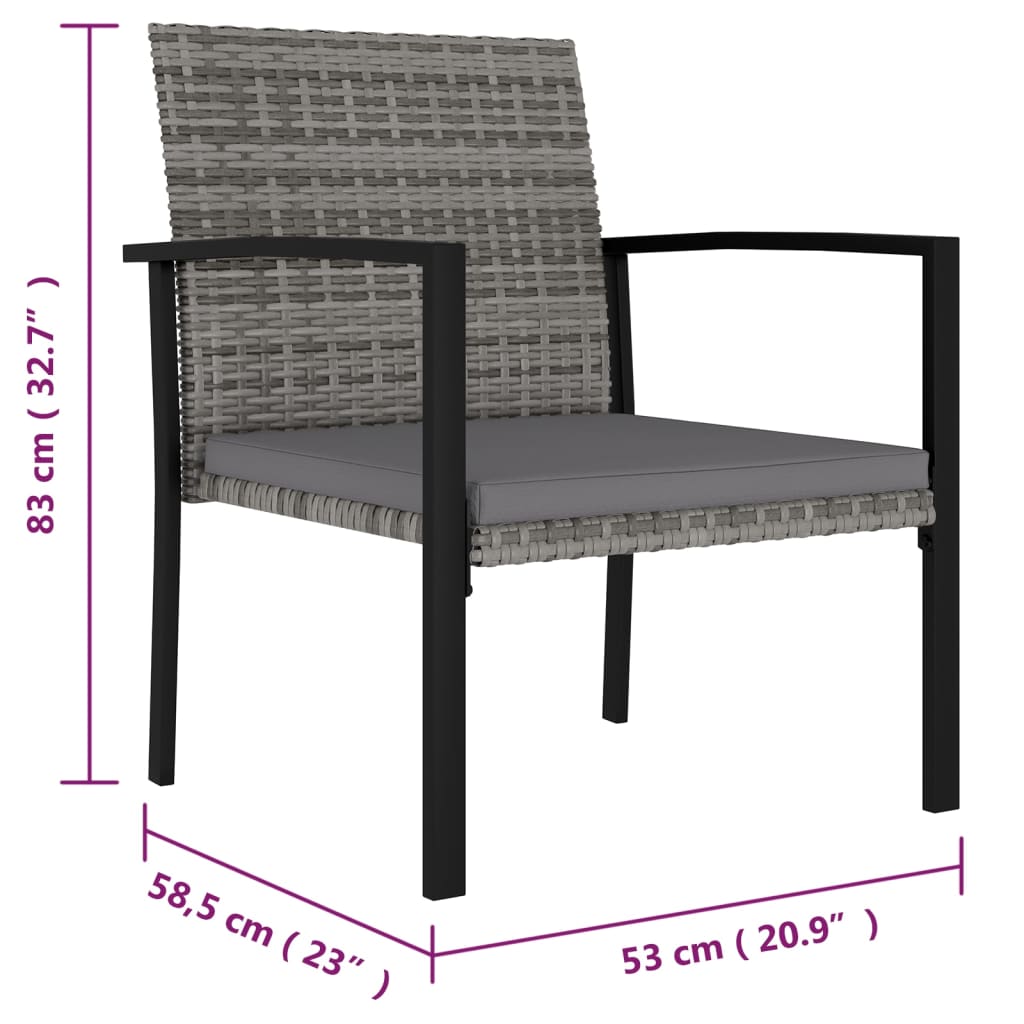 Garden Dining Chairs 4 Pcs Poly Rattan Grey