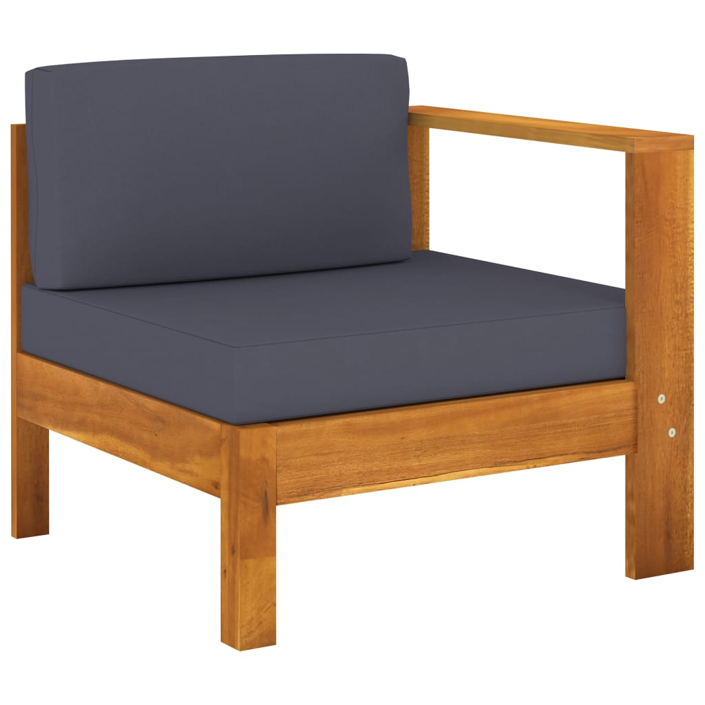 3-Seater Garden Sofa With Dark Grey Cushions Acacia Wood