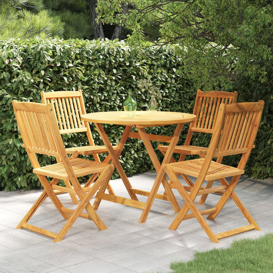 5 Piece Folding Garden Dining Set Solid Acacia Wood