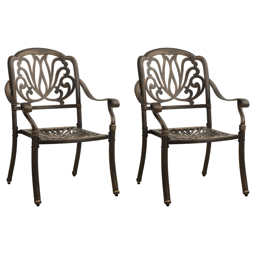 Garden Chairs 2 Pcs Cast Aluminium Bronze