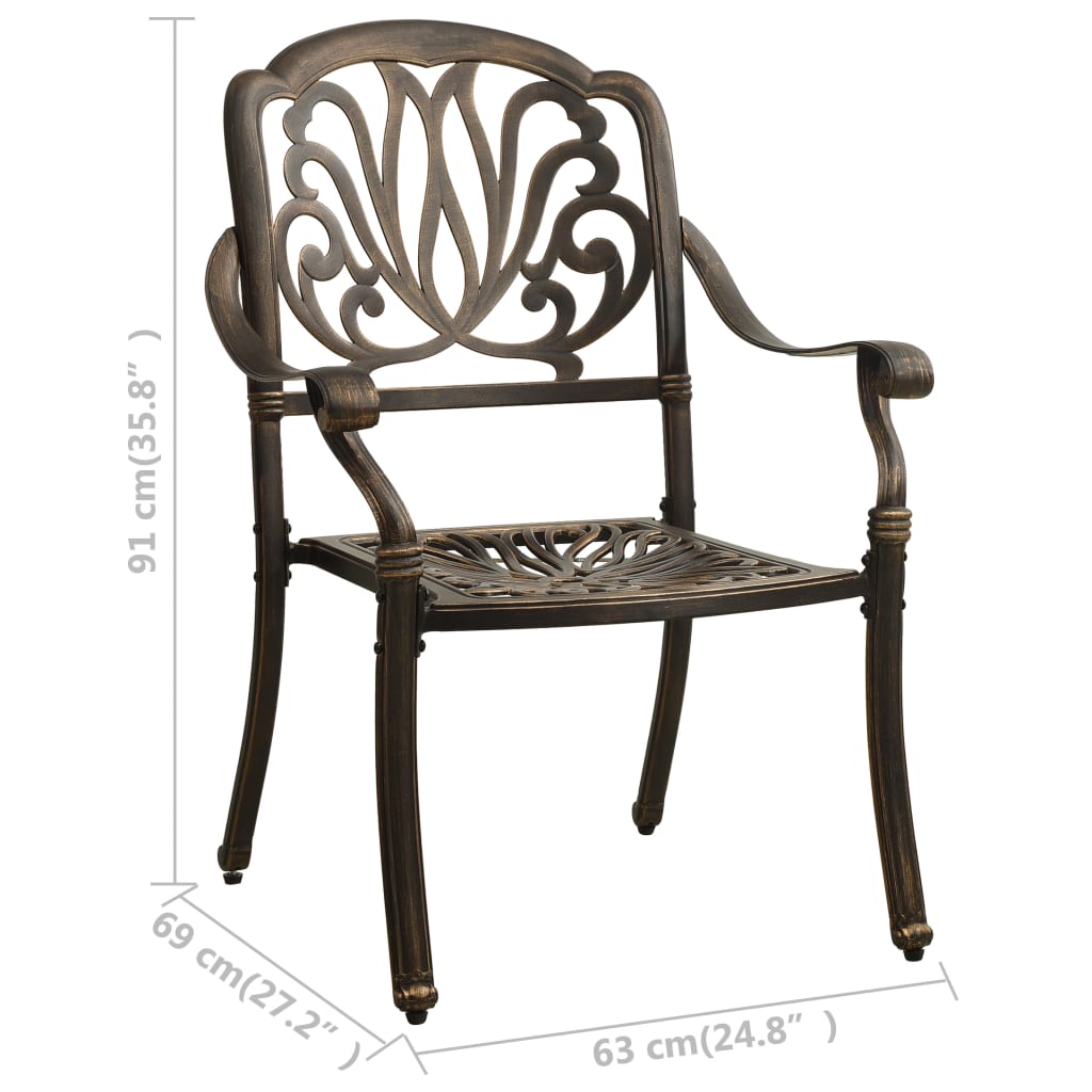 Garden Chairs 2 Pcs Cast Aluminium Bronze