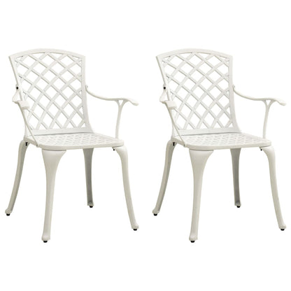Garden Chairs 2 Pcs Cast Aluminium White