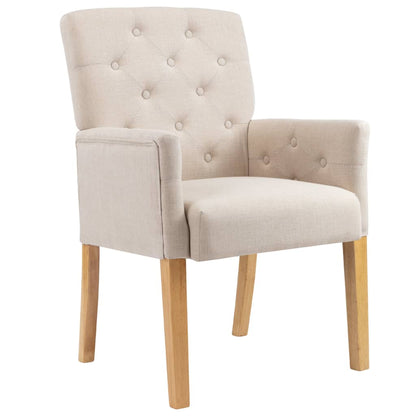 Dining Chairs With Armrests 2 Pcs Beige Fabric