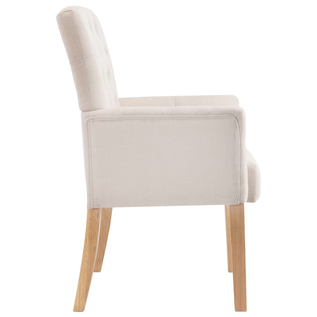 Dining Chairs With Armrests 2 Pcs Beige Fabric