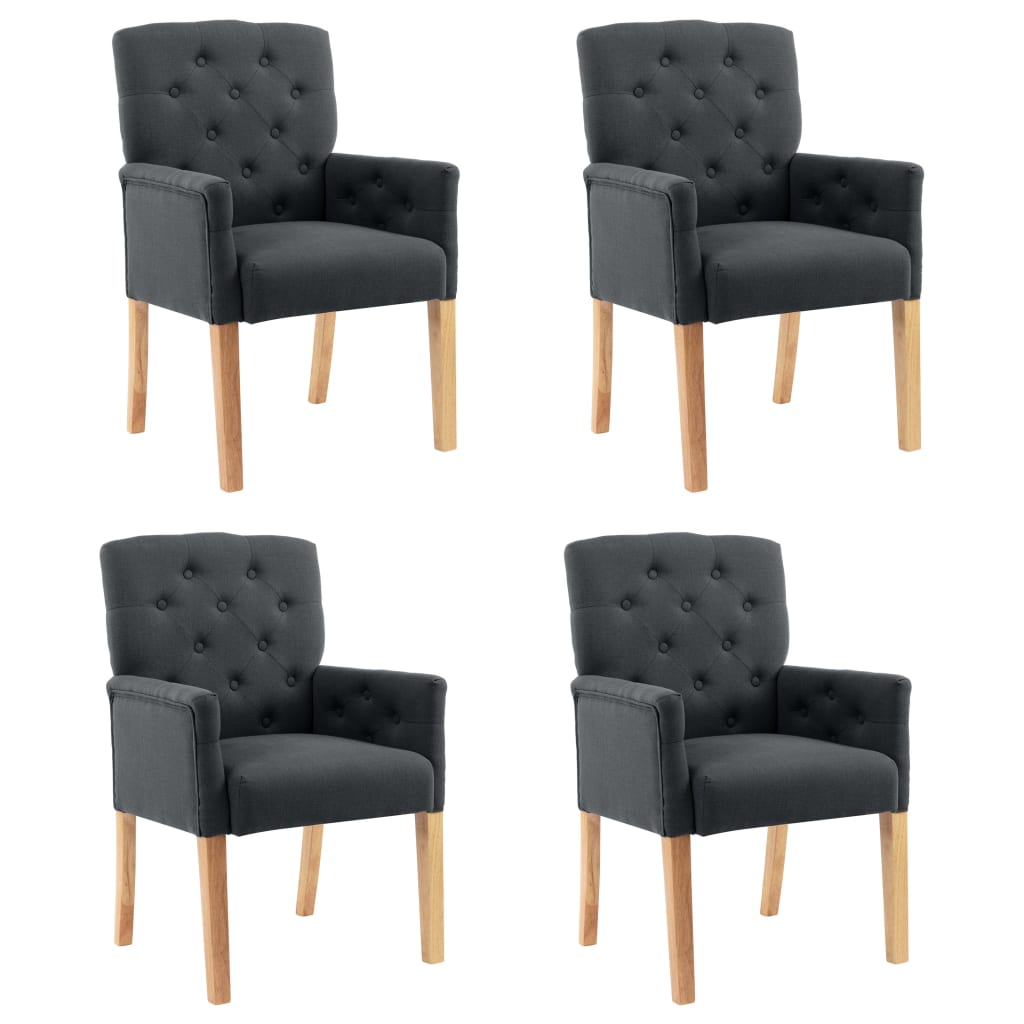 Dining Chairs With Armrests 4 Pcs Grey Fabric