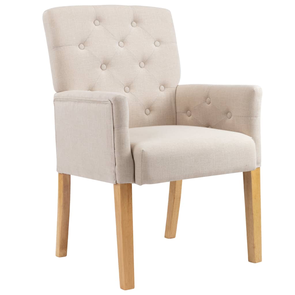 Dining Chairs With Armrests 4 Pcs Beige Fabric