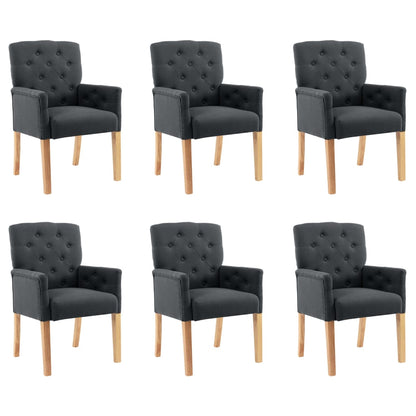 Dining Chairs With Armrests 6 Pcs Grey Fabric
