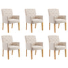 Dining Chairs With Armrests 6 Pcs Beige Fabric