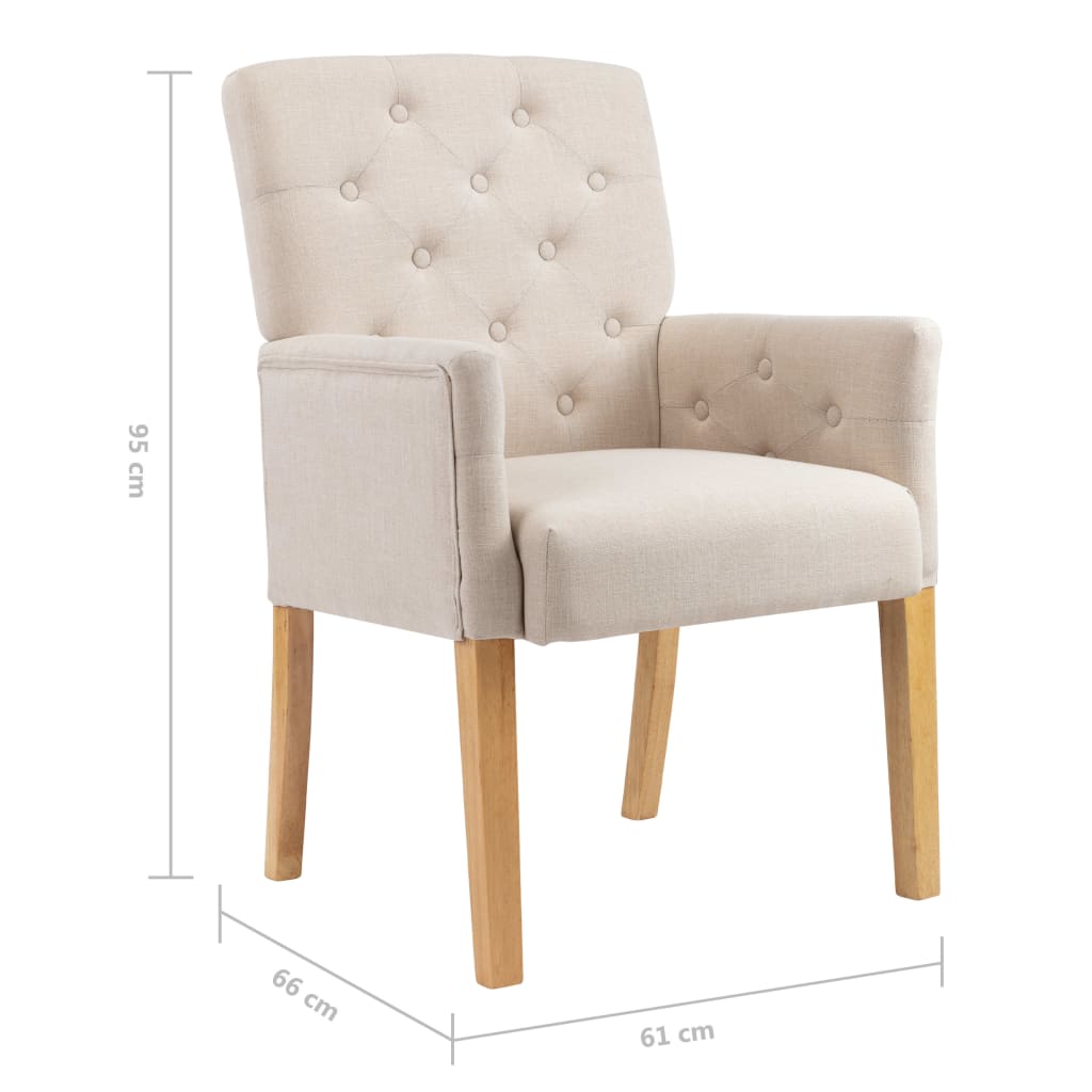 Dining Chairs With Armrests 6 Pcs Beige Fabric