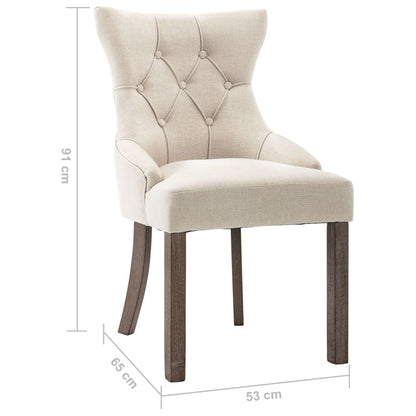 Dining Chairs 4 Pcs Beige Fabric