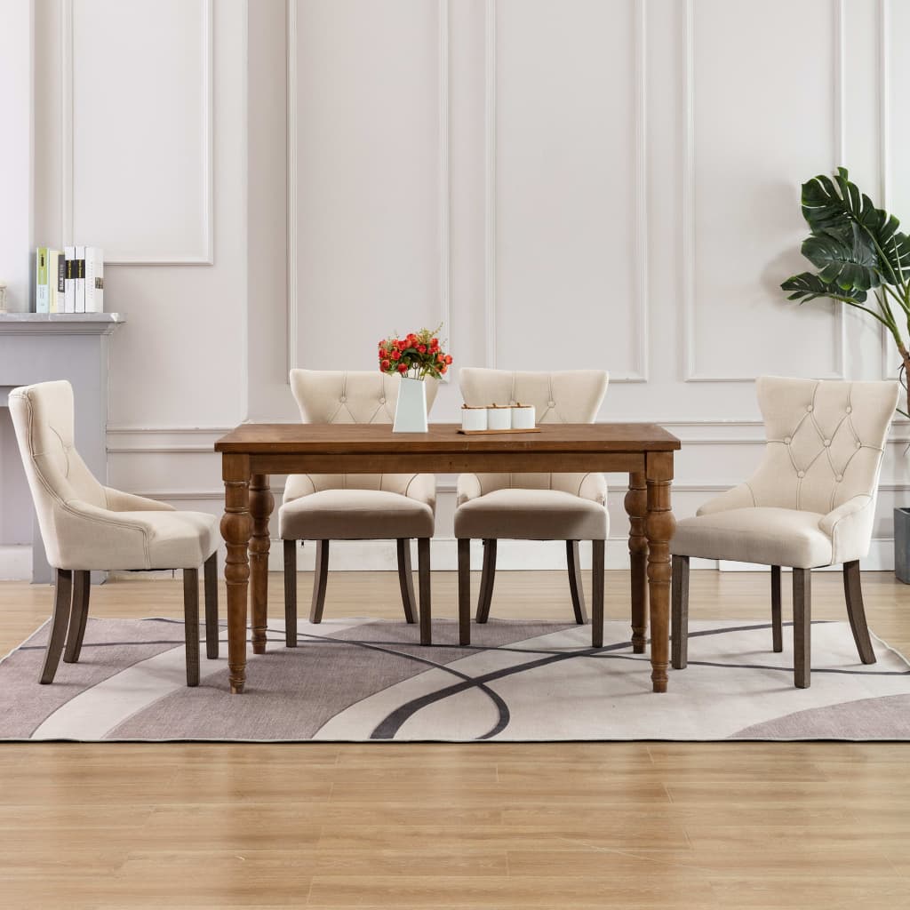 Dining Chairs 4 Pcs Beige Fabric