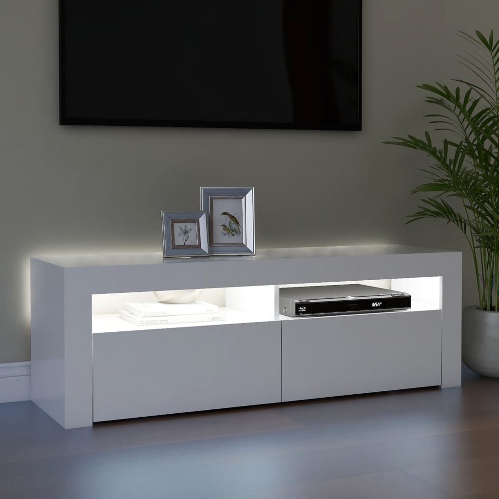 Tv Cabinet With Led Lights White 120X35X40 Cm