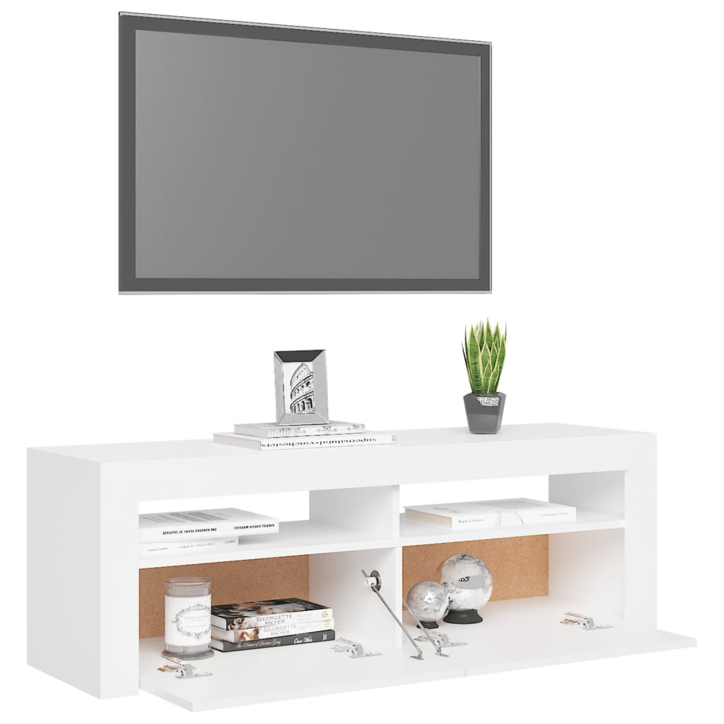 Tv Cabinet With Led Lights White 120X35X40 Cm