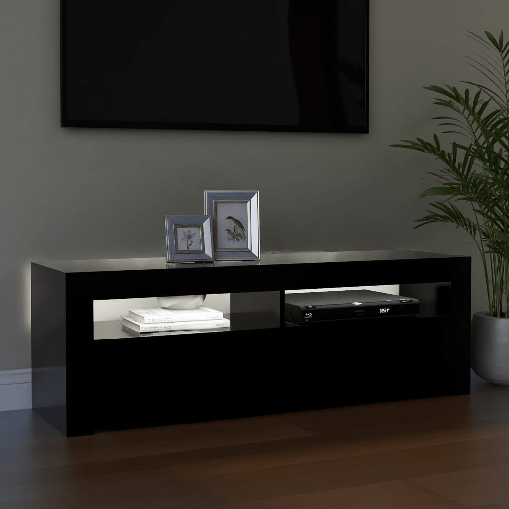 Tv Cabinet With Led Lights Black 120X35X40 Cm