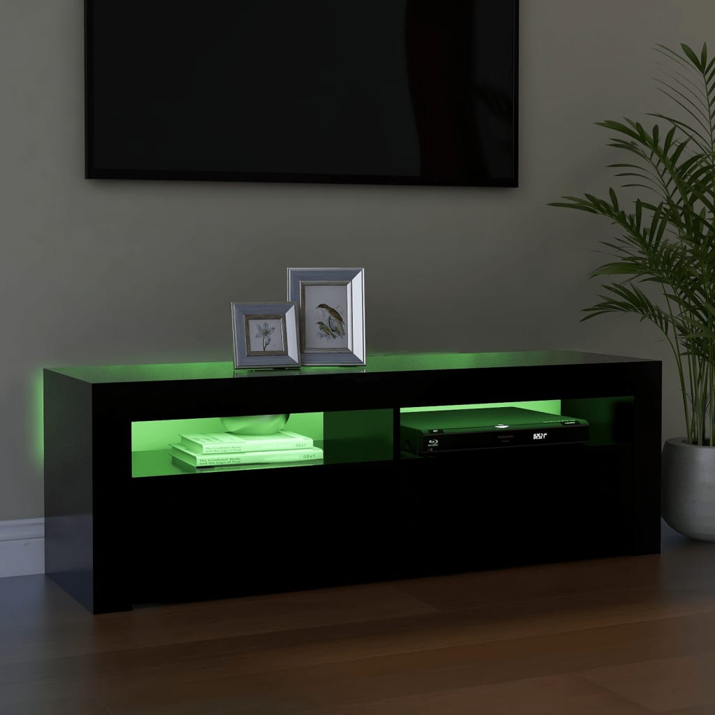 Tv Cabinet With Led Lights Black 120X35X40 Cm