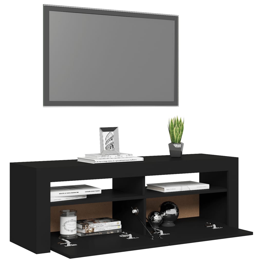 Tv Cabinet With Led Lights Black 120X35X40 Cm