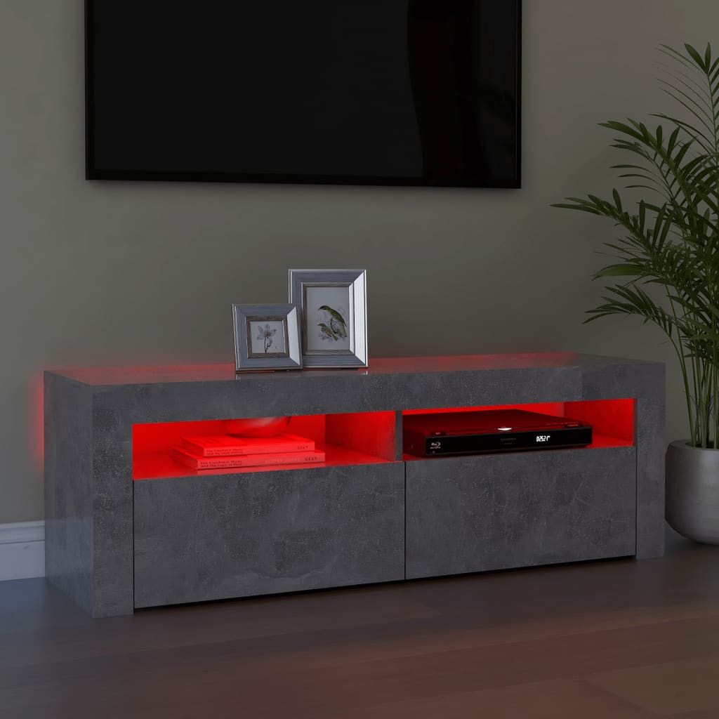 Tv Cabinet With Led Lights Concrete Grey 120X35X40 Cm