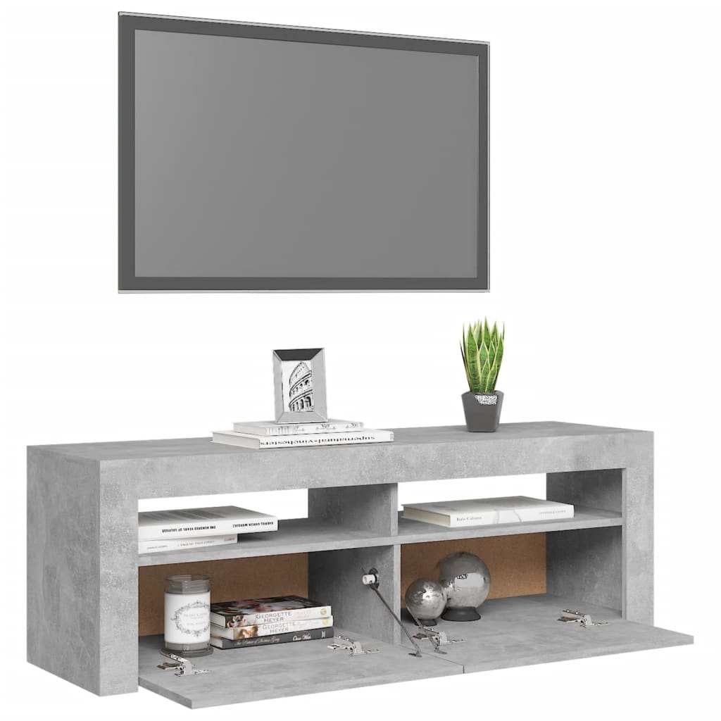 Tv Cabinet With Led Lights Concrete Grey 120X35X40 Cm