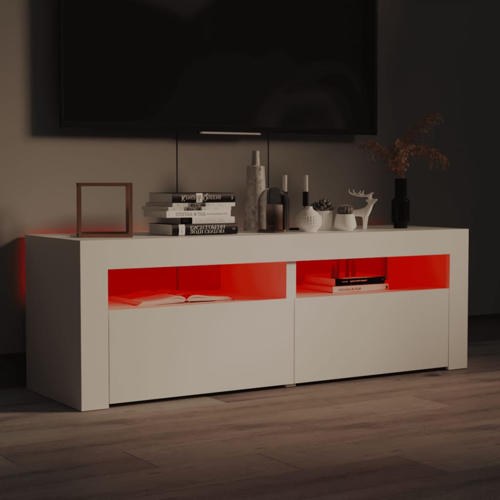 Tv Cabinet With Led Lights White 120X35X40 Cm