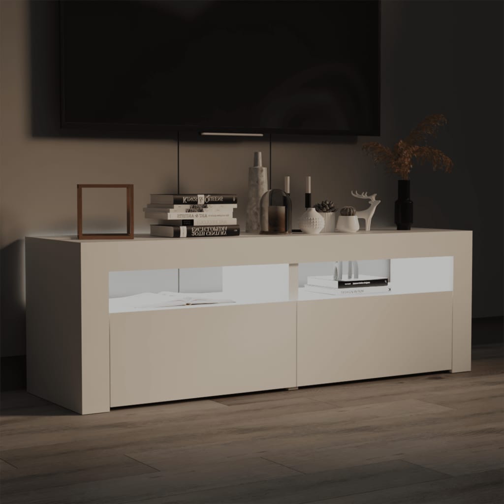 Tv Cabinet With Led Lights White 120X35X40 Cm