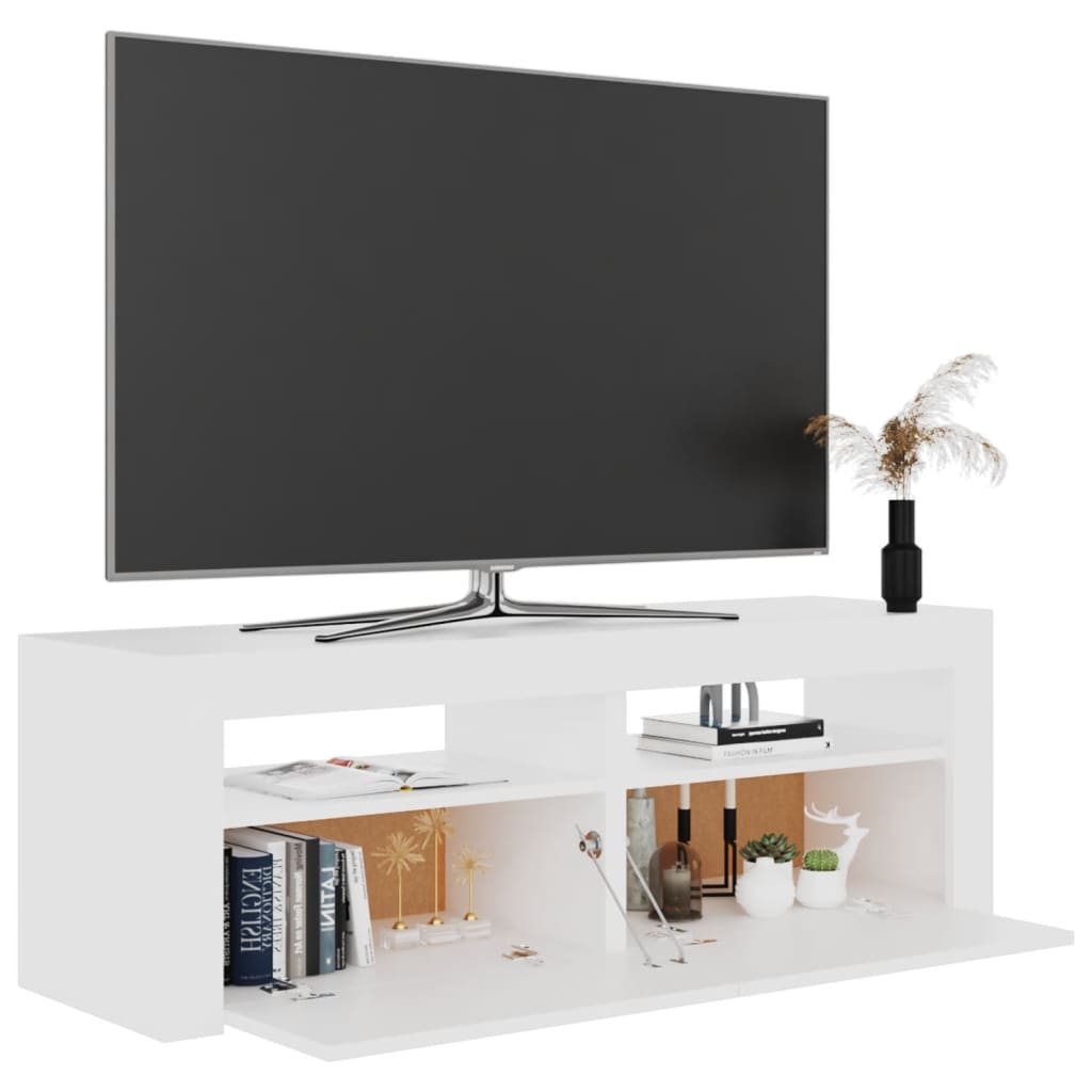 Tv Cabinet With Led Lights White 120X35X40 Cm