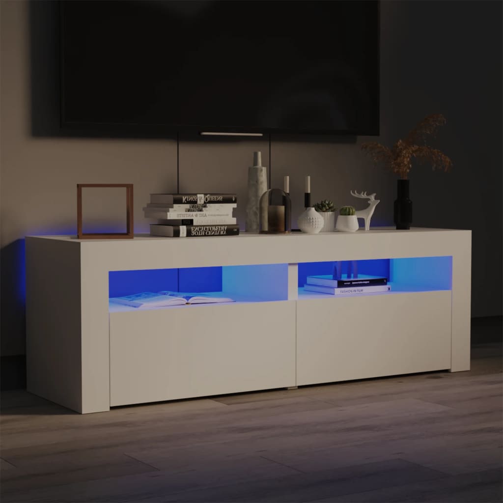 Tv Cabinet With Led Lights White 120X35X40 Cm