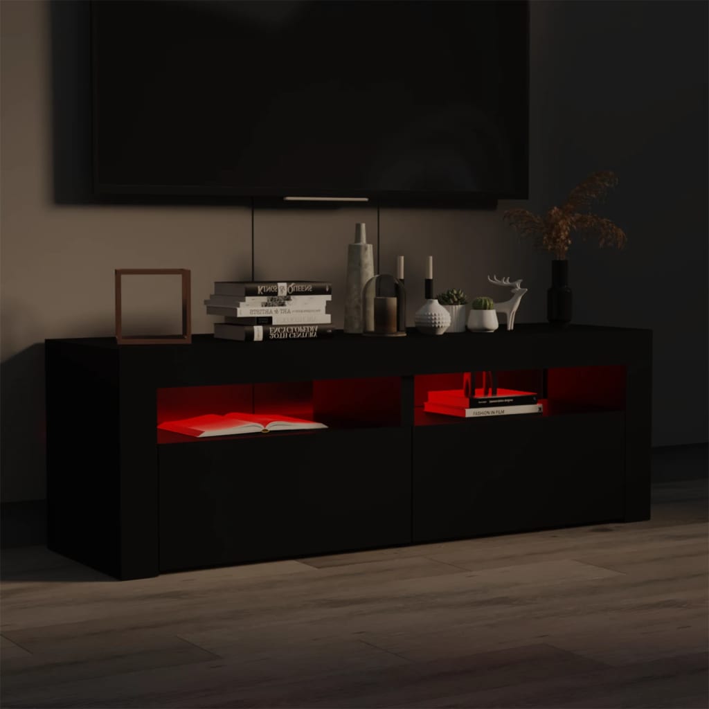 Tv Cabinet With Led Lights Black 120X35X40 Cm