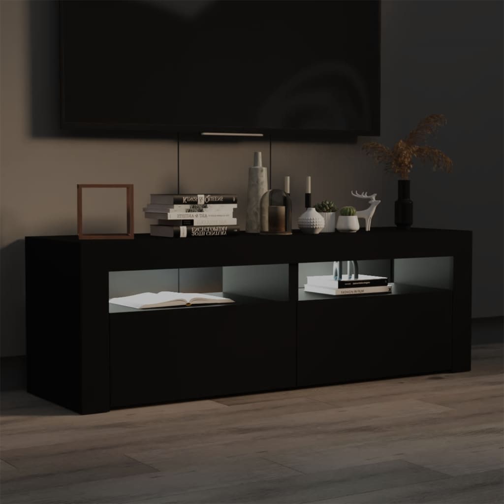 Tv Cabinet With Led Lights Black 120X35X40 Cm