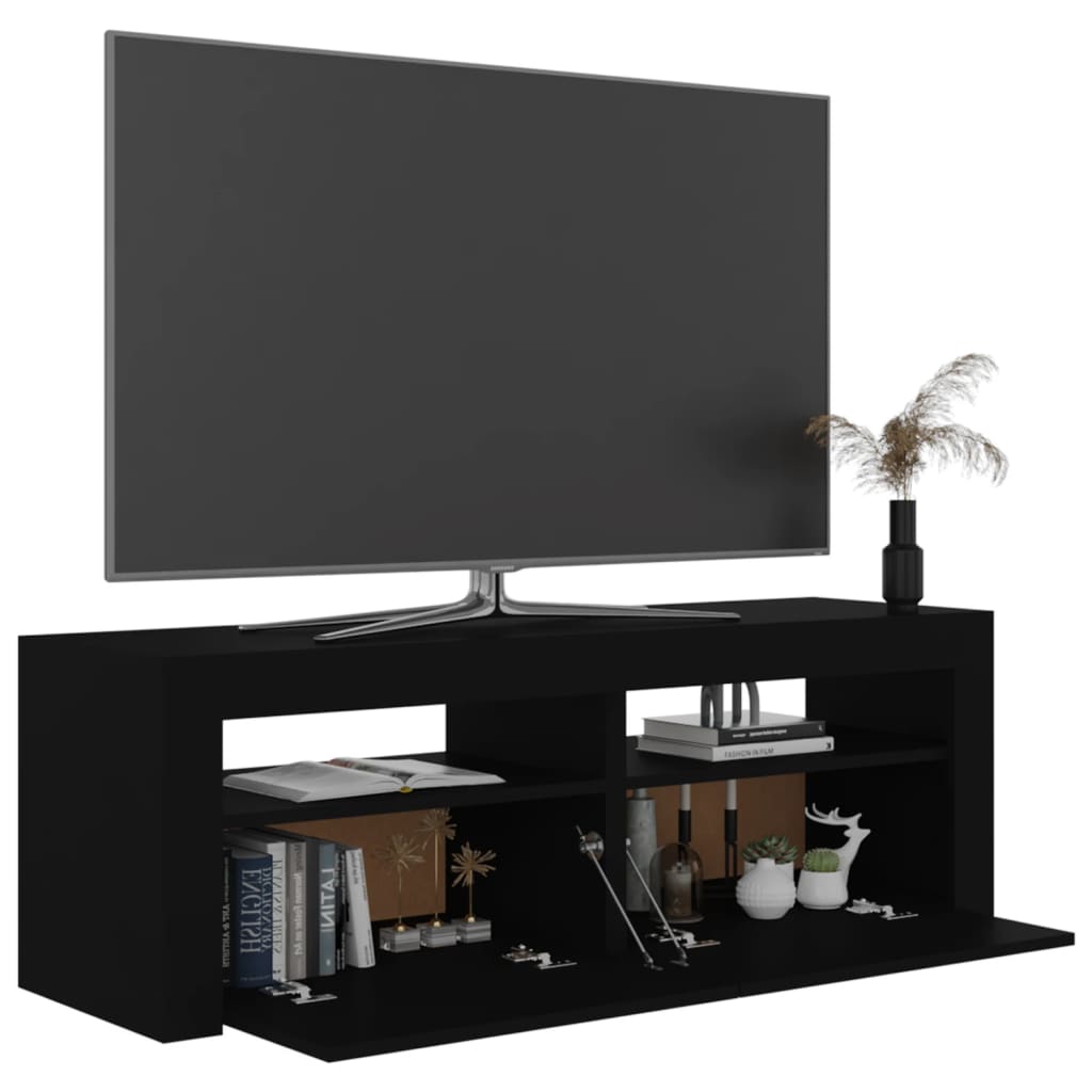 Tv Cabinet With Led Lights Black 120X35X40 Cm