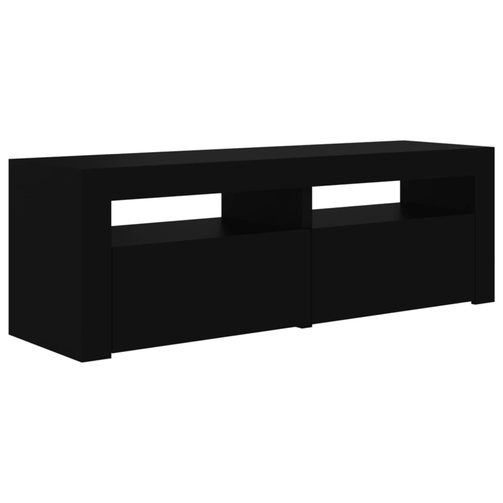 Tv Cabinet With Led Lights Black 120X35X40 Cm