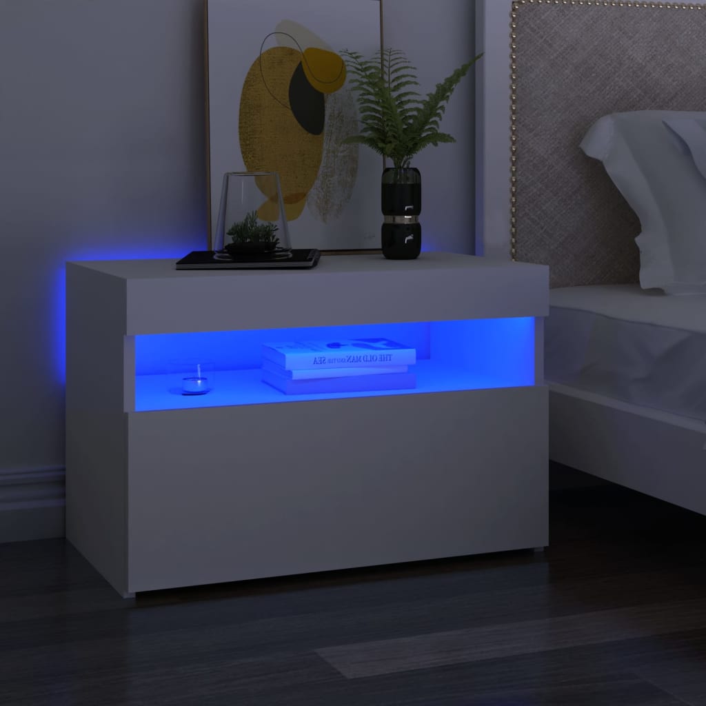 Tv Cabinet With Led Lights White 60X35X40 Cm