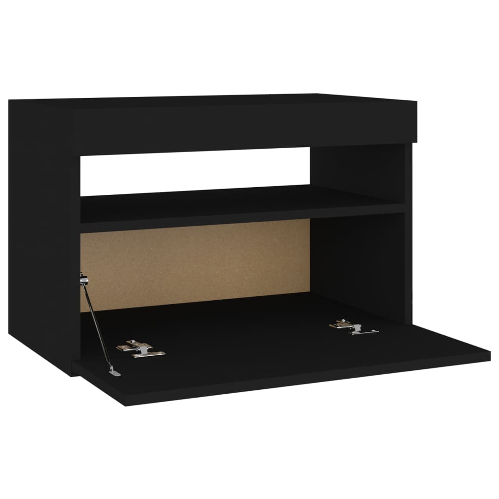 Tv Cabinet With Led Lights Black 60X35X40 Cm