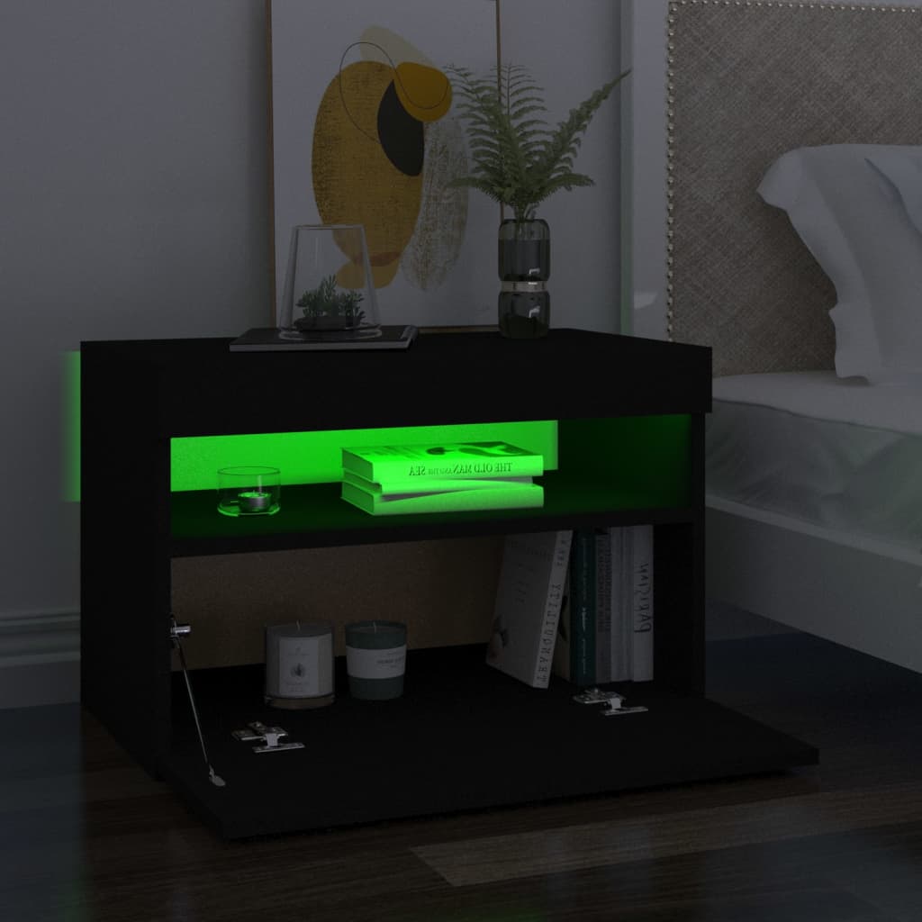 Tv Cabinet With Led Lights Black 60X35X40 Cm