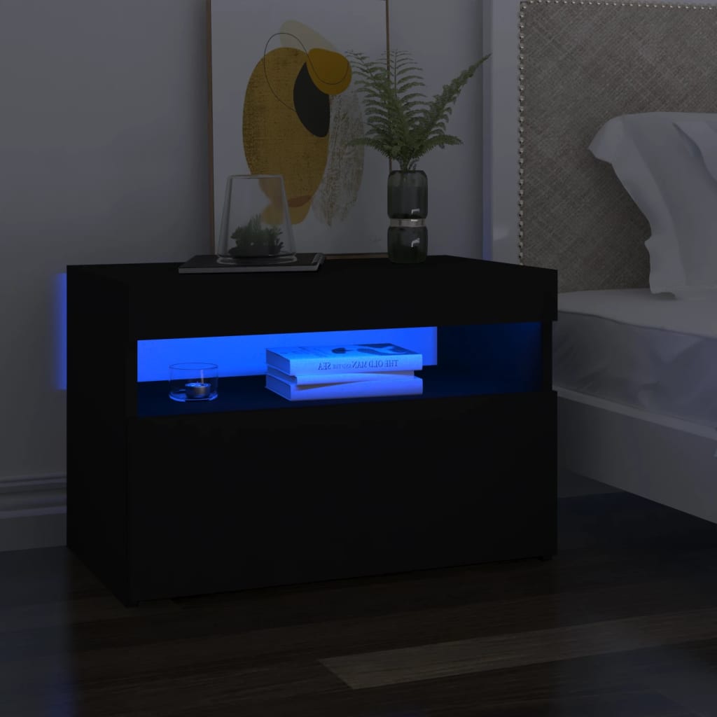 Tv Cabinet With Led Lights Black 60X35X40 Cm