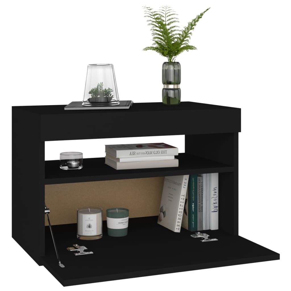 Tv Cabinet With Led Lights Black 60X35X40 Cm