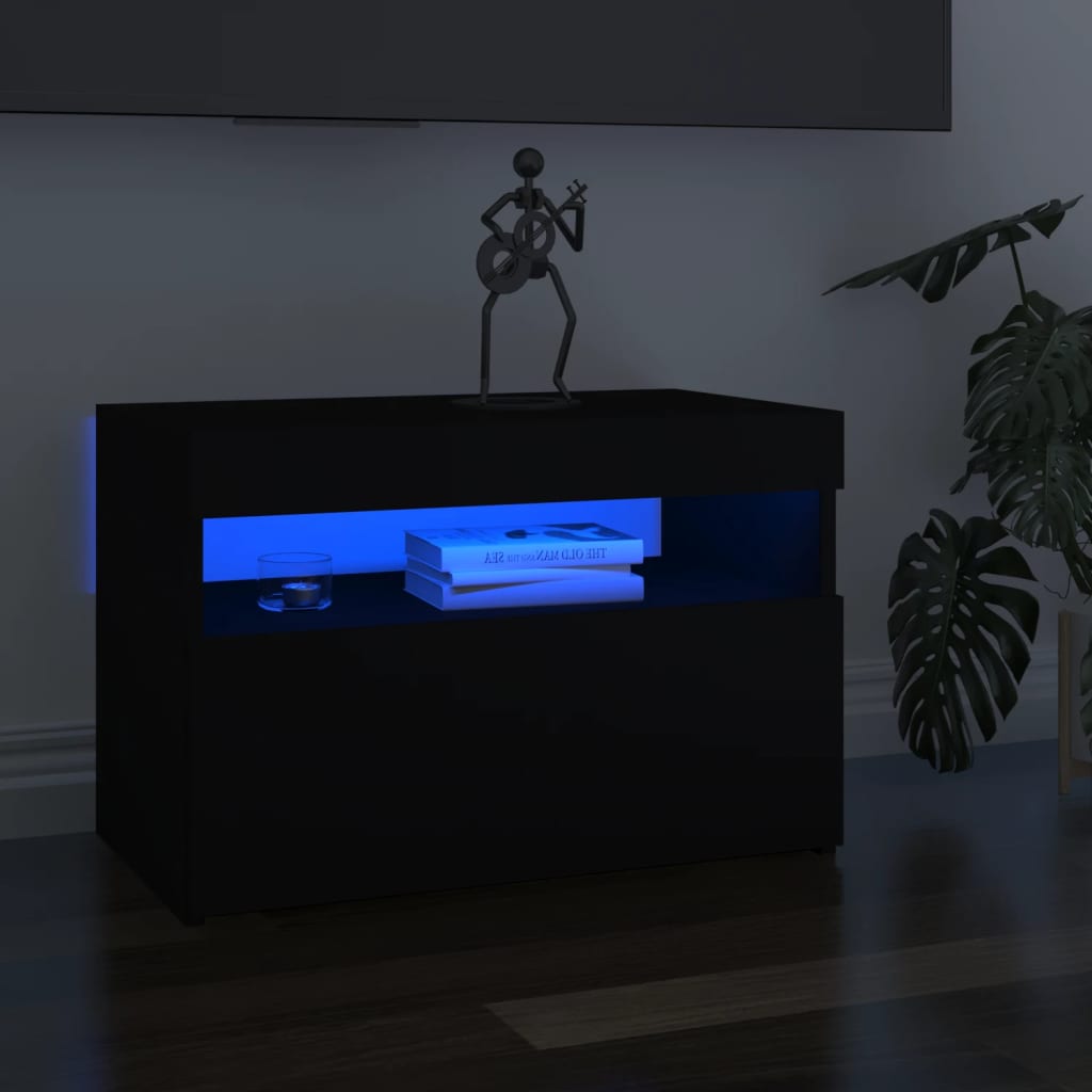 Tv Cabinet With Led Lights Black 60X35X40 Cm