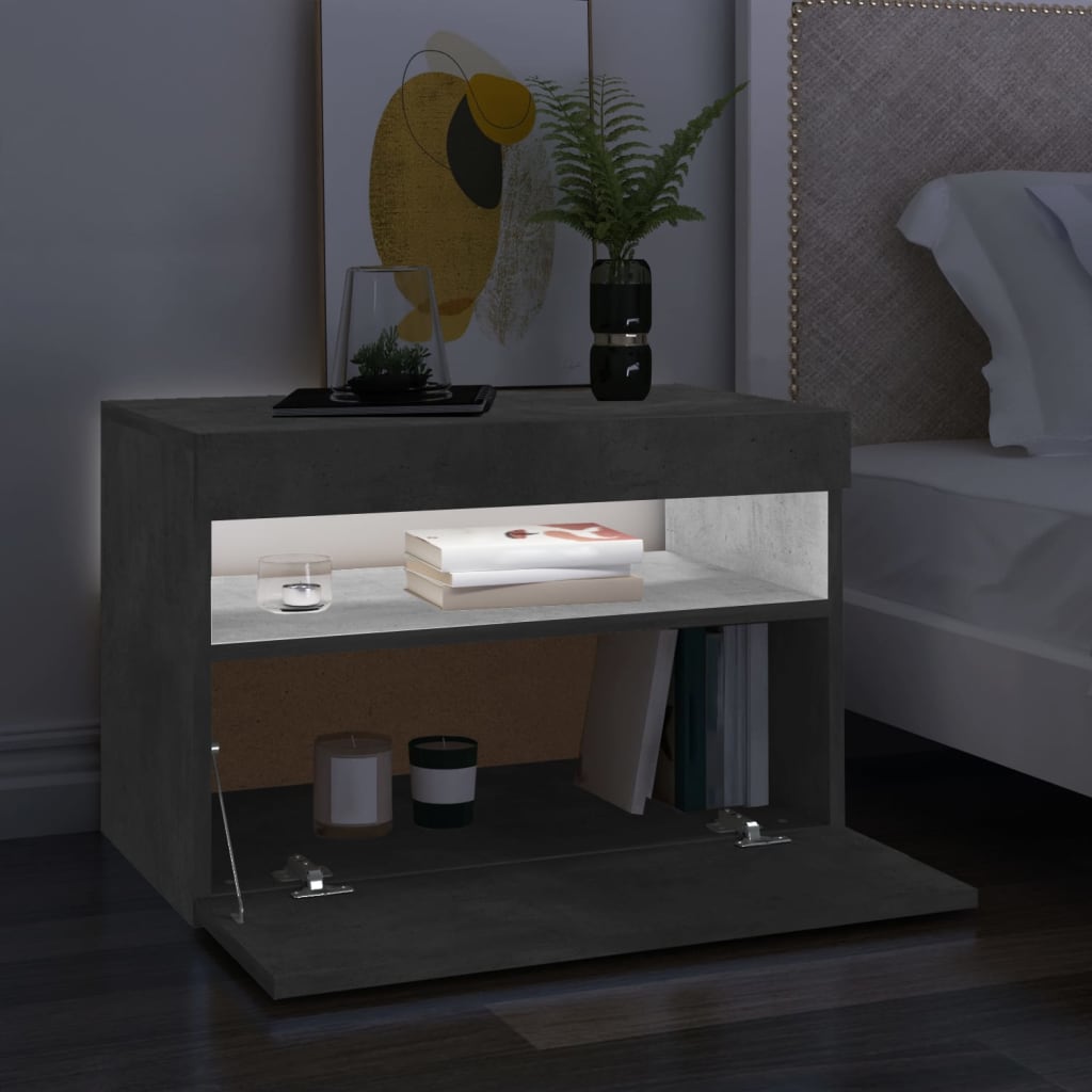 Tv Cabinet With Led Lights Concrete Grey 60X35X40 Cm