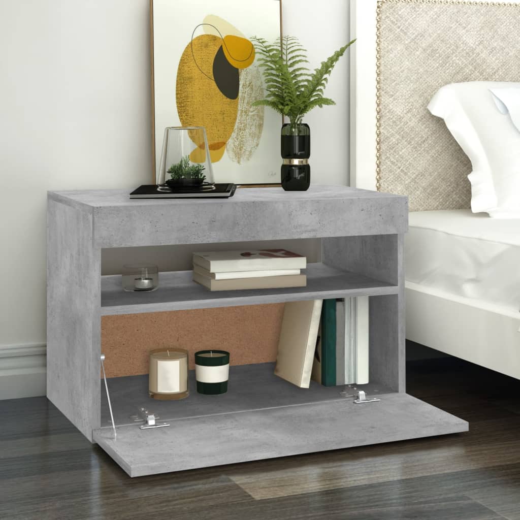 Tv Cabinet With Led Lights Concrete Grey 60X35X40 Cm