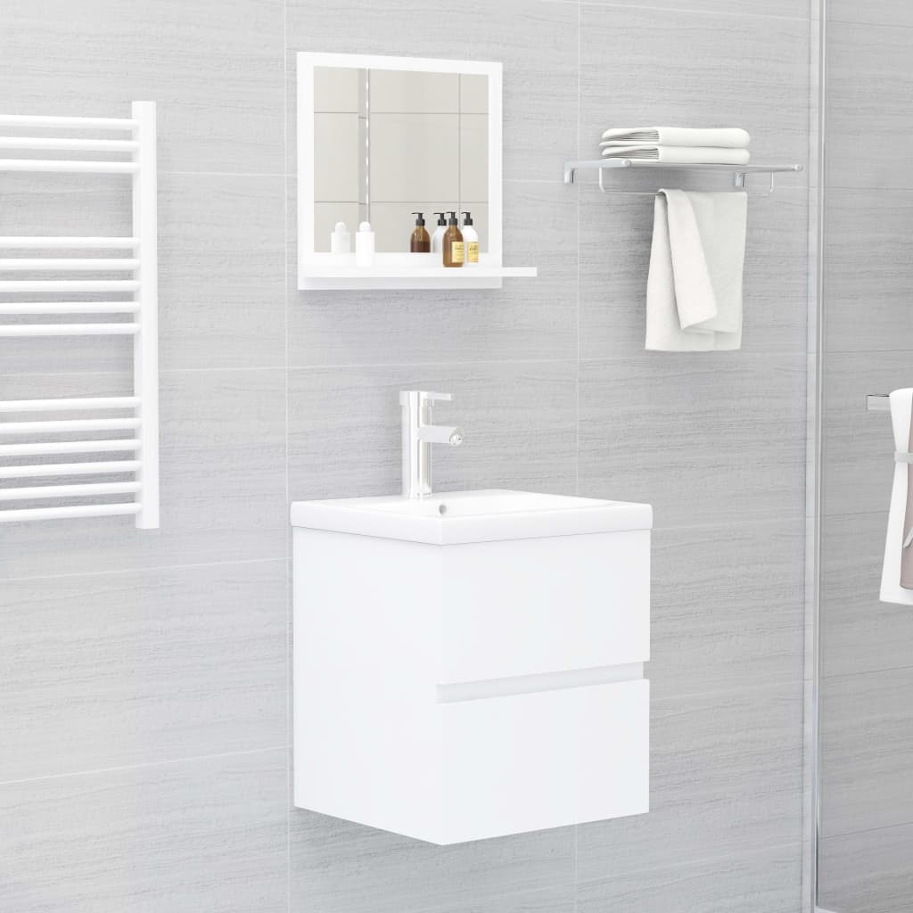 Bathroom Mirror White 40X10.5X37 Cm Engineered Wood