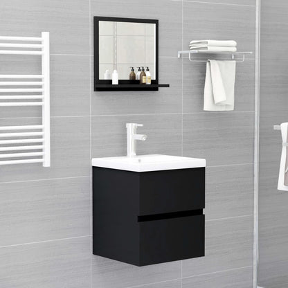 Bathroom Mirror Black 40X10.5X37 Cm Engineered Wood
