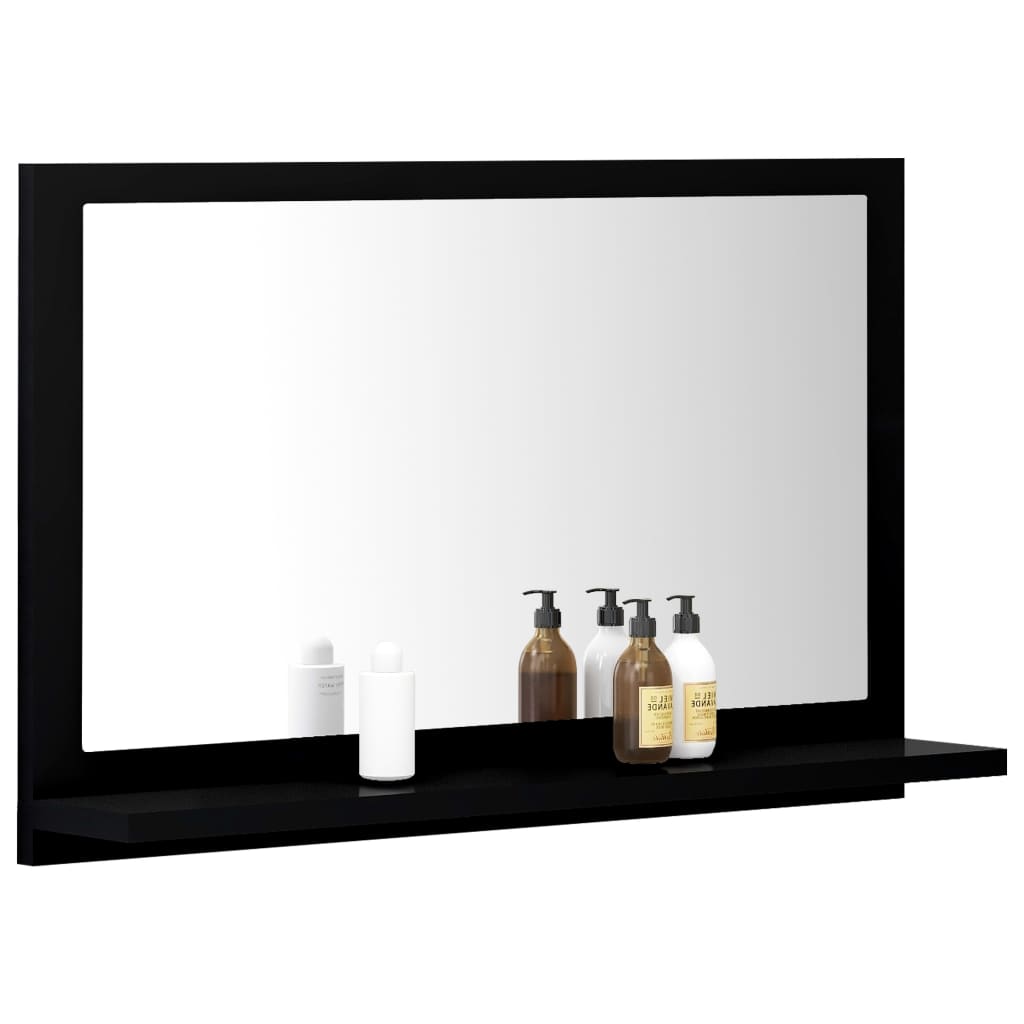 Bathroom Mirror Black 60X10.5X37 Cm Engineered Wood