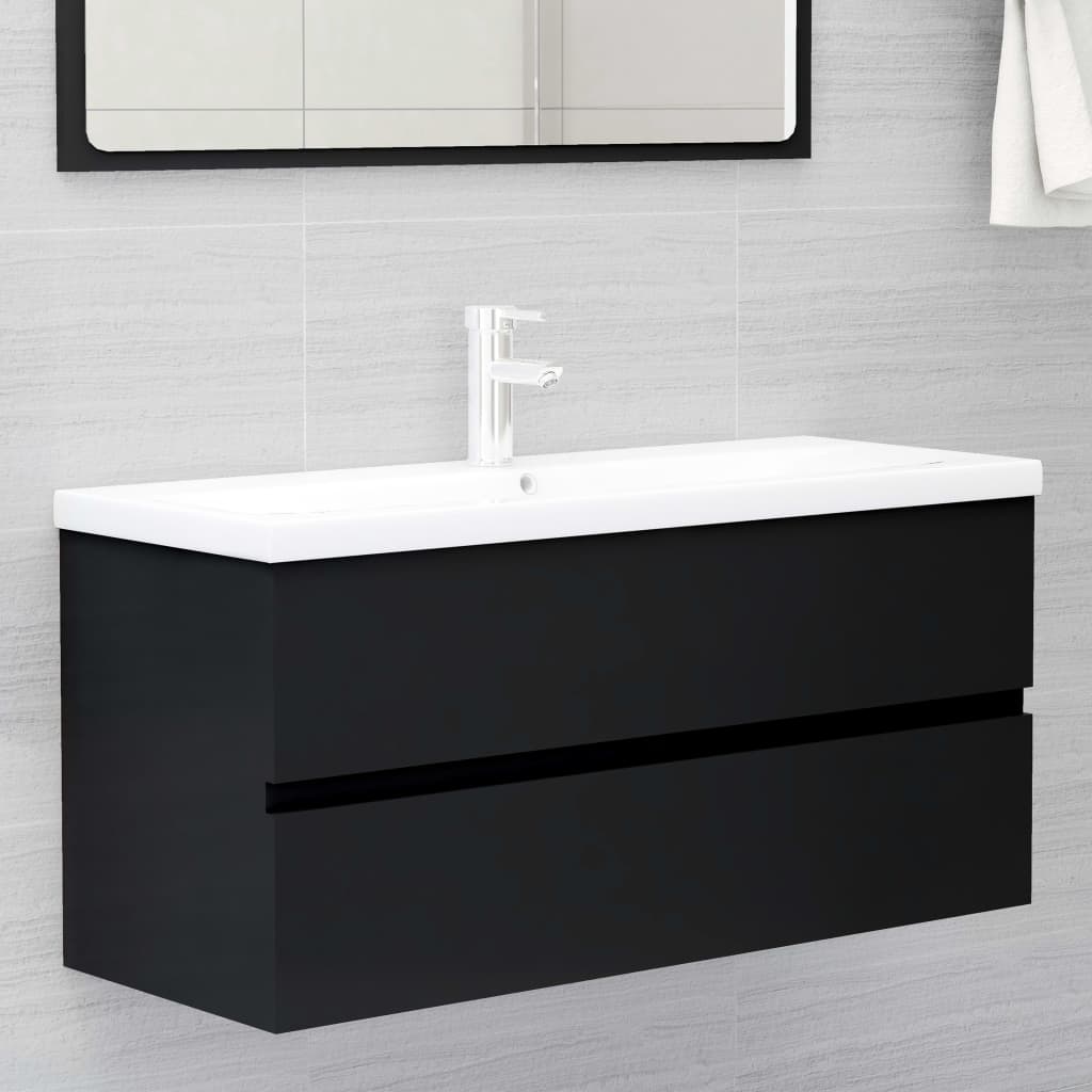 Sink Cabinet Black 100X38.5X45 Cm Engineered Wood