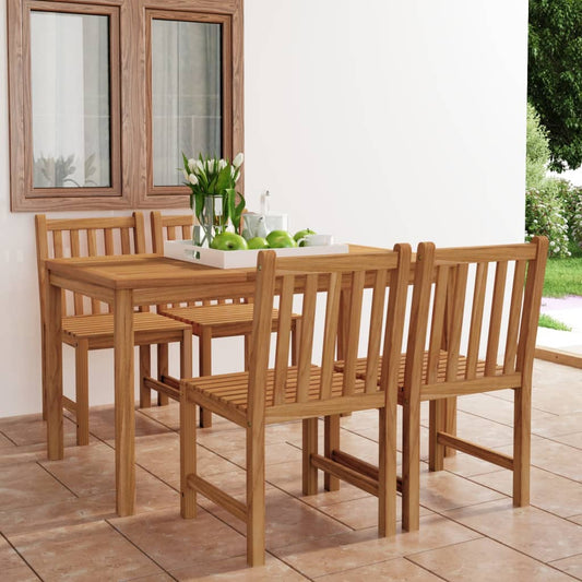 5 Piece Garden Dining Set Solid Teak Wood