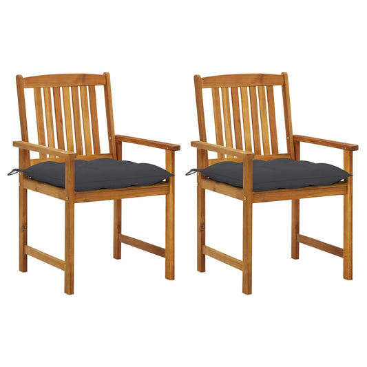 Garden Chairs With Cushions 2 Pcs Solid Acacia Wood